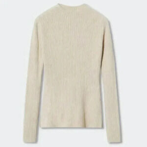 Mango MNG Shiny Ribbed Light Pastel‎ Grey Cardigan Sweater NWT Plus 4XL